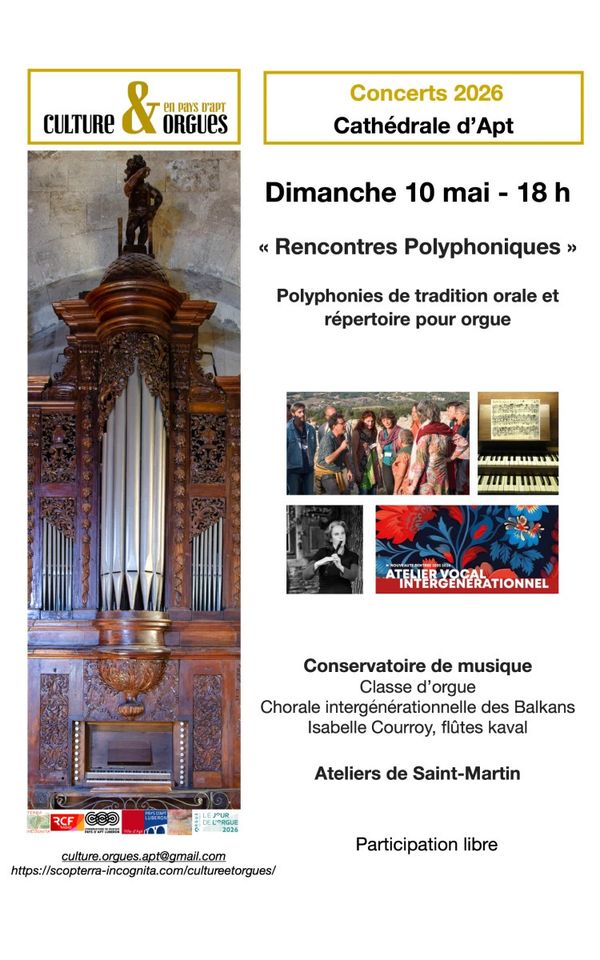 Ateliers polyphoniques de Saint-Martin - Concert à Apt au rue de la cathédrale, Apt (84) le 10 mai 2026