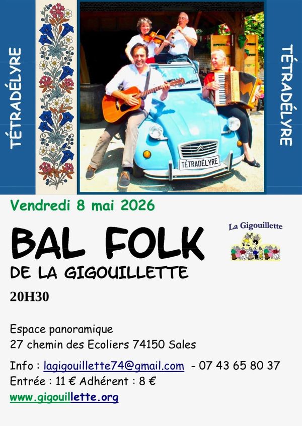 Bal Folk à Sales avec Tétradélyre et La Gigouillette - Concert à Sales au Espace Panoramique, Sales (74) le 8 mai 2026