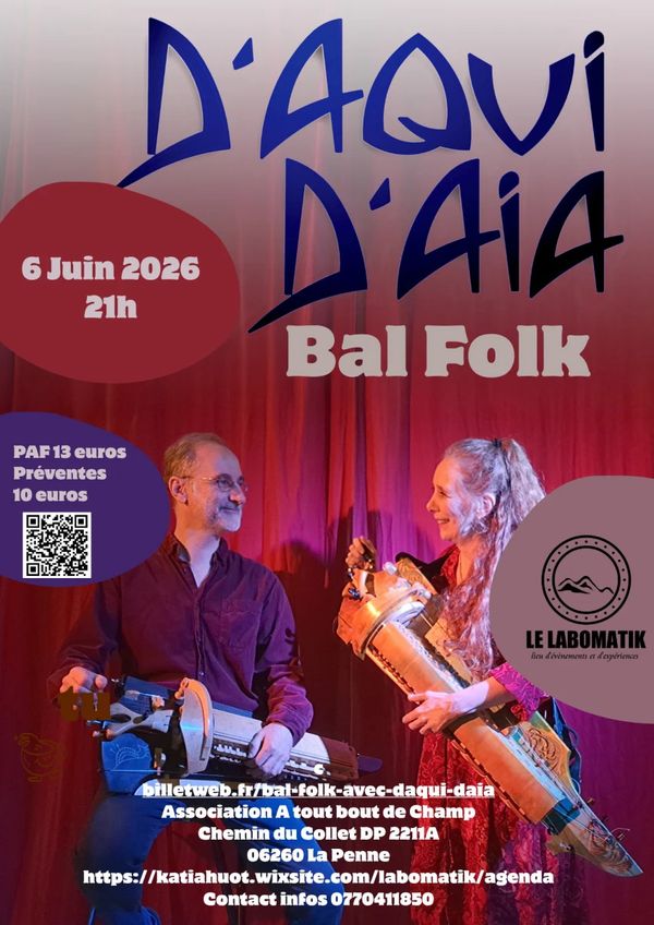 Bal Folk avec d'Aqui d'Aïa - Concert à La Penne au Le Labomatik, La Penne (06) le 6 juin 2026