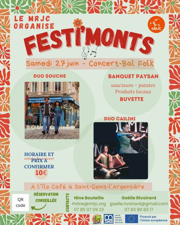 Bal Folk du Festi'monts - Concert à Sainte-Foy-l'Argentière au 275 Route de Lyon, Saint-Genis-l'Argentière (69) le 27 juin 2026