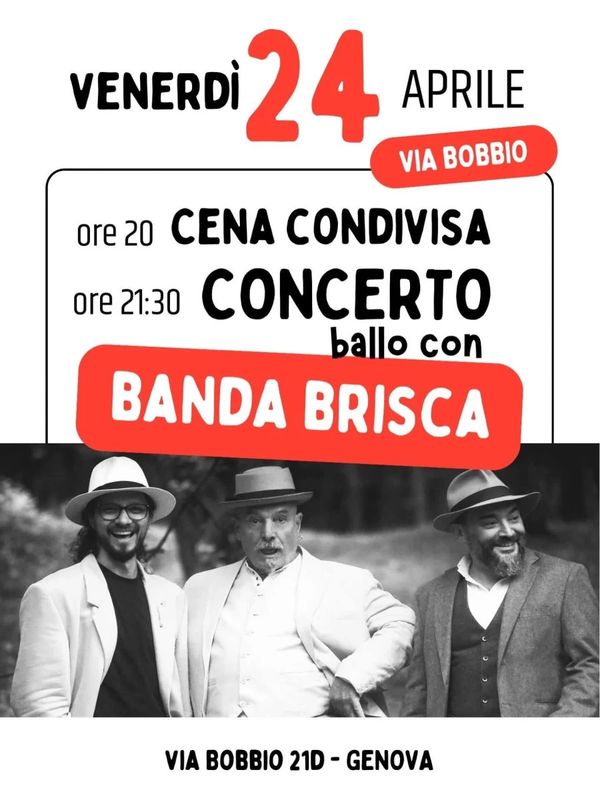 Cena e concerto a ballo con Bandabrisca - Concert à Genova au Via Bobbio 21d, Genova, Italia le 24 avril 2026