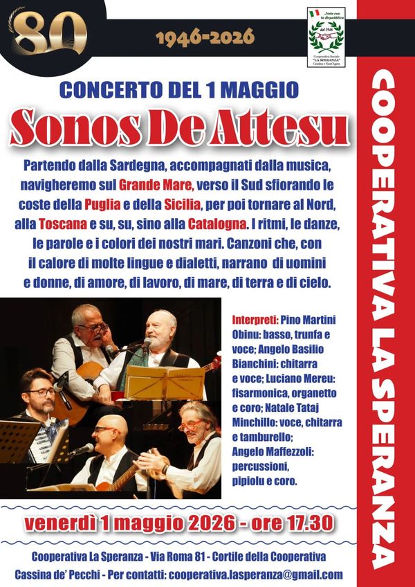 Concerto 1 MAGGIO con i Sonos de Attesu - Concert à Cassina de' Pecchi au Via Roma 81 Cortile della Cooperativa, Cassina de' Pecchi, Italia le 1 mai 2026