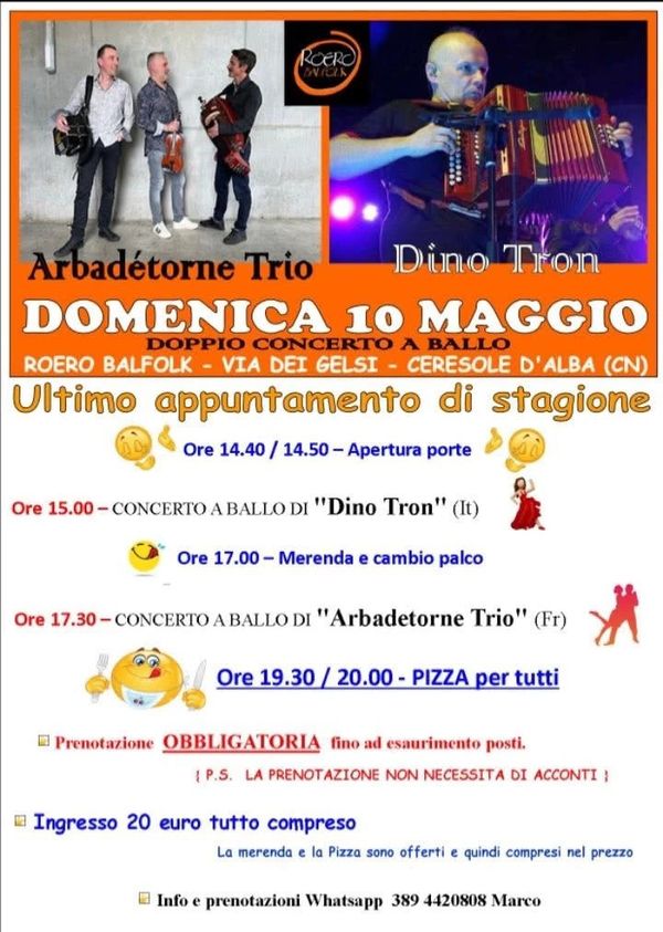 Concerto a Ballo con Arbatedorne e Dino Tron - Concert à Ceresole Alba au Via dei gelsi 23, Ceresole Alba, Italia le 10 mai 2026