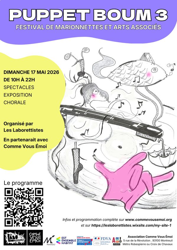 Festival Puppet Boum 3 - Concert à Montreuil au Comme Vous Emoi, 5 rue de la révolution 93100, MONTREUIL - M° ligne 9 - Station Robespierre le 17 mai 2026
