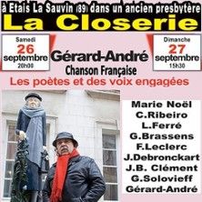 Gérard-André chante Poètes Voix engagées - Concert à Etais La Sauvin au La Closerie le 26 septembre 2026