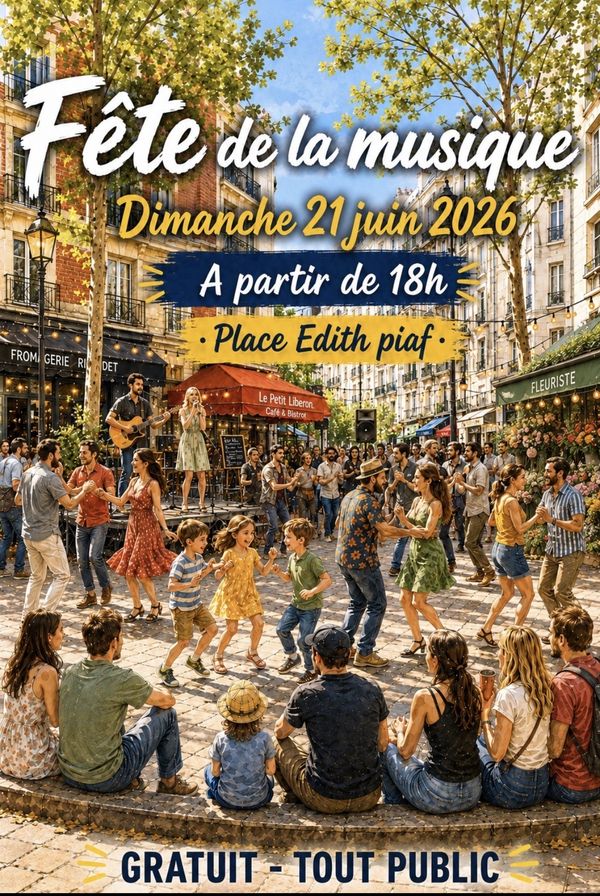 La place Edith Piaf en musique ! - Concert à Paris au Place Edith Piaf 75020 PARIS le 21 juin 2026