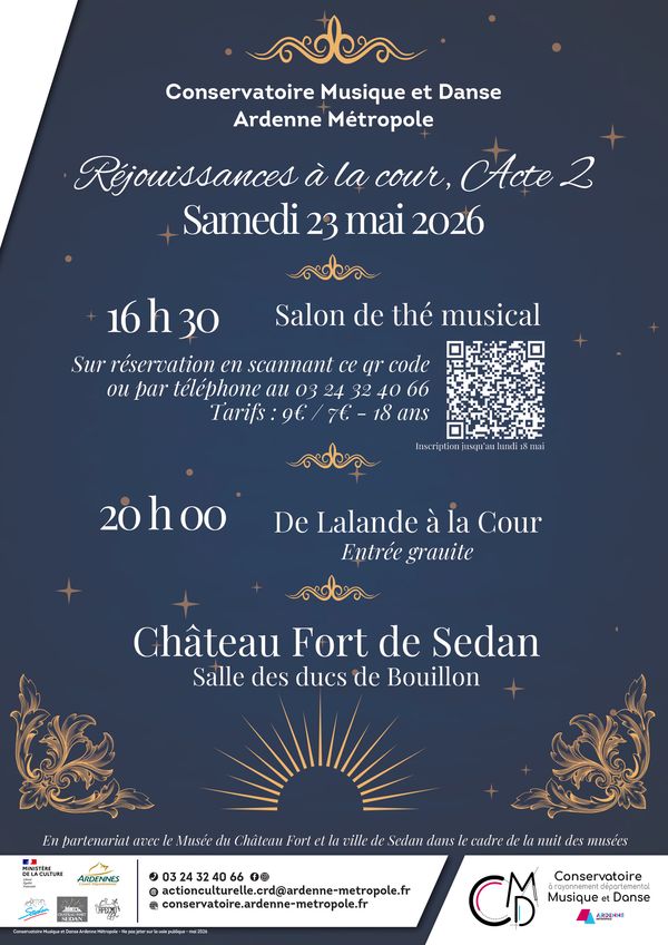 Salon de thé musical et De Lalande à la cour - Concert à Sedan au Salle des ducs de Bouillon, Château Fort le 23 mai 2026