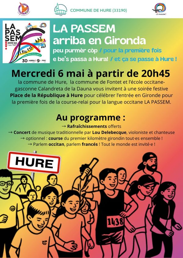 Soirée festive pour l'entrée de la course La Passem en Gironde - Concert à Hure au place de la République, Hure (33) le 6 mai 2026