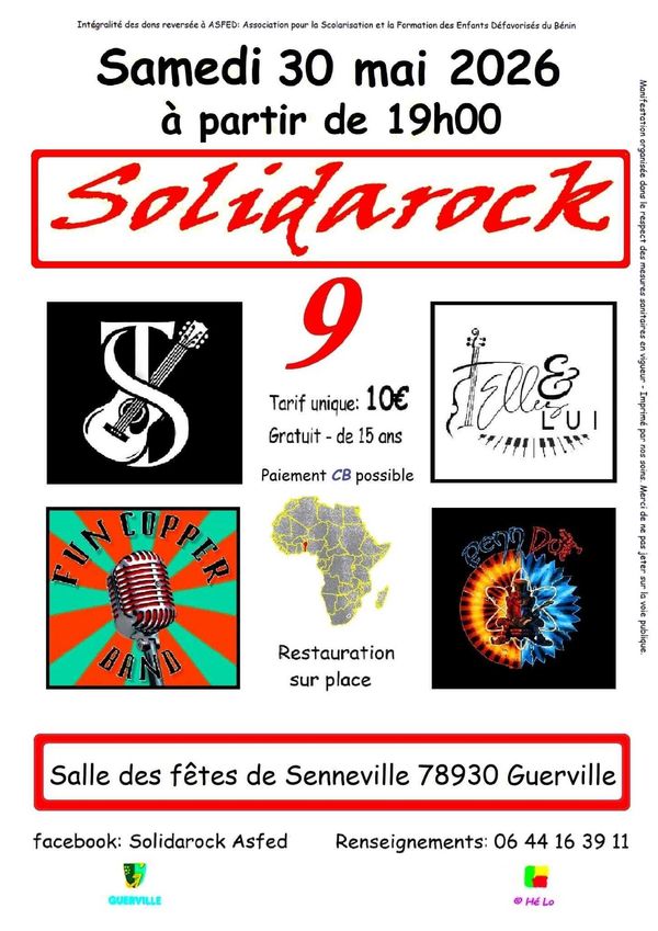 Solidarock 9 - Concert à Guerville au Salle des fêtes de Senneville Place de la Persévérance le 30 mai 2026
