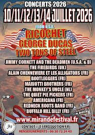 The New Mirande Country & Rock Festival - Concert à Mirande au Mirande - Stade de la Poudrière le 10 juillet 2026